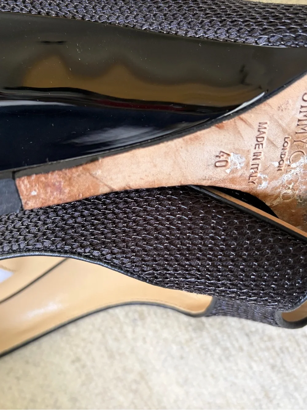 Jimmy Choo Black Open-Toe Wedge Pumps